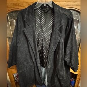 Lane Bryant Black Blazer with Polka Dot Interior